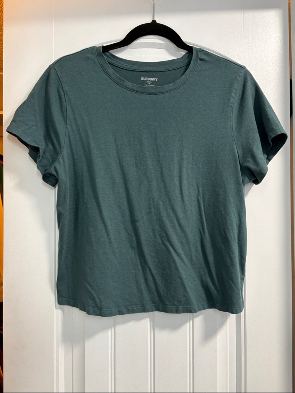Old Navy Women's Short-Sleeve Crop Crew Tee in Teal Green